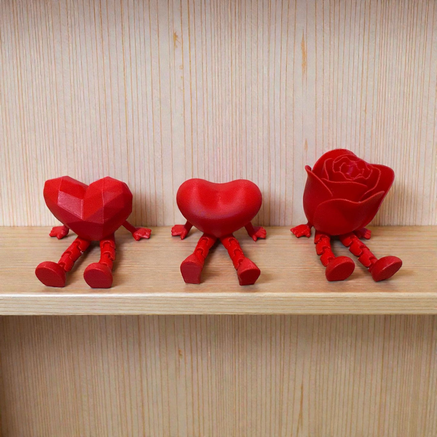 Hart of roos met bungelbenen – 3D-geprinte plankdecoratie
