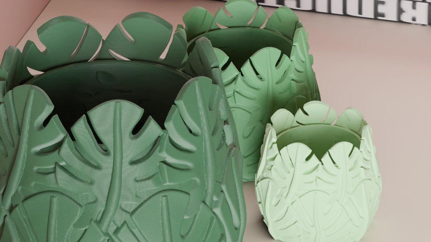 Monstera plantenpot – 3D-geprinte tropische plantenpot