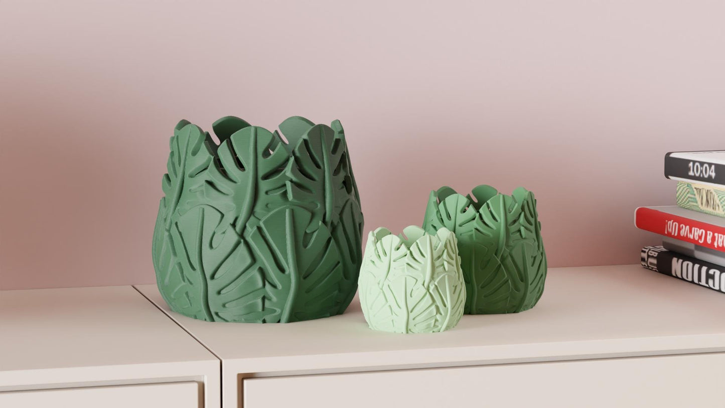 Monstera plantenpot – 3D-geprinte tropische plantenpot