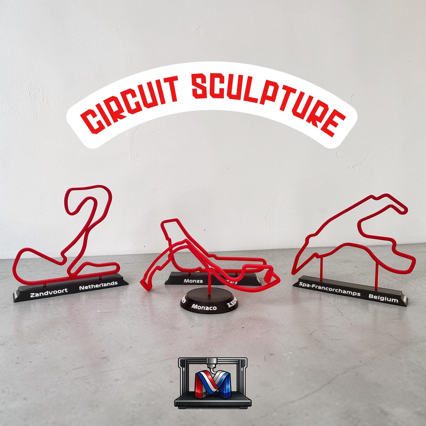 Racecircuit sculptuur op voet – 3D-geprint circuitmodel