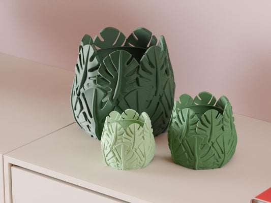 Monstera plantenpot – 3D-geprinte tropische plantenpot