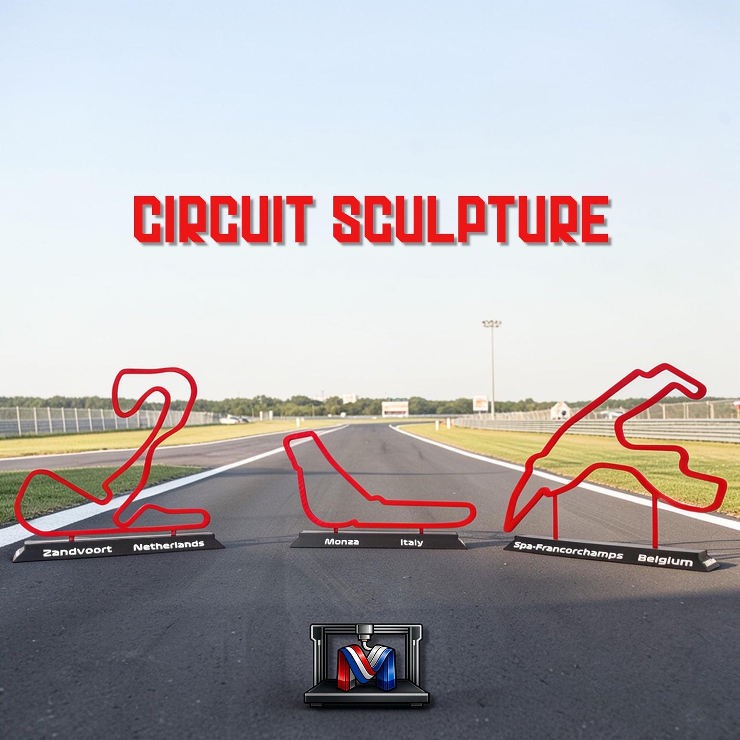 Racecircuit sculptuur op voet – 3D-geprint circuitmodel