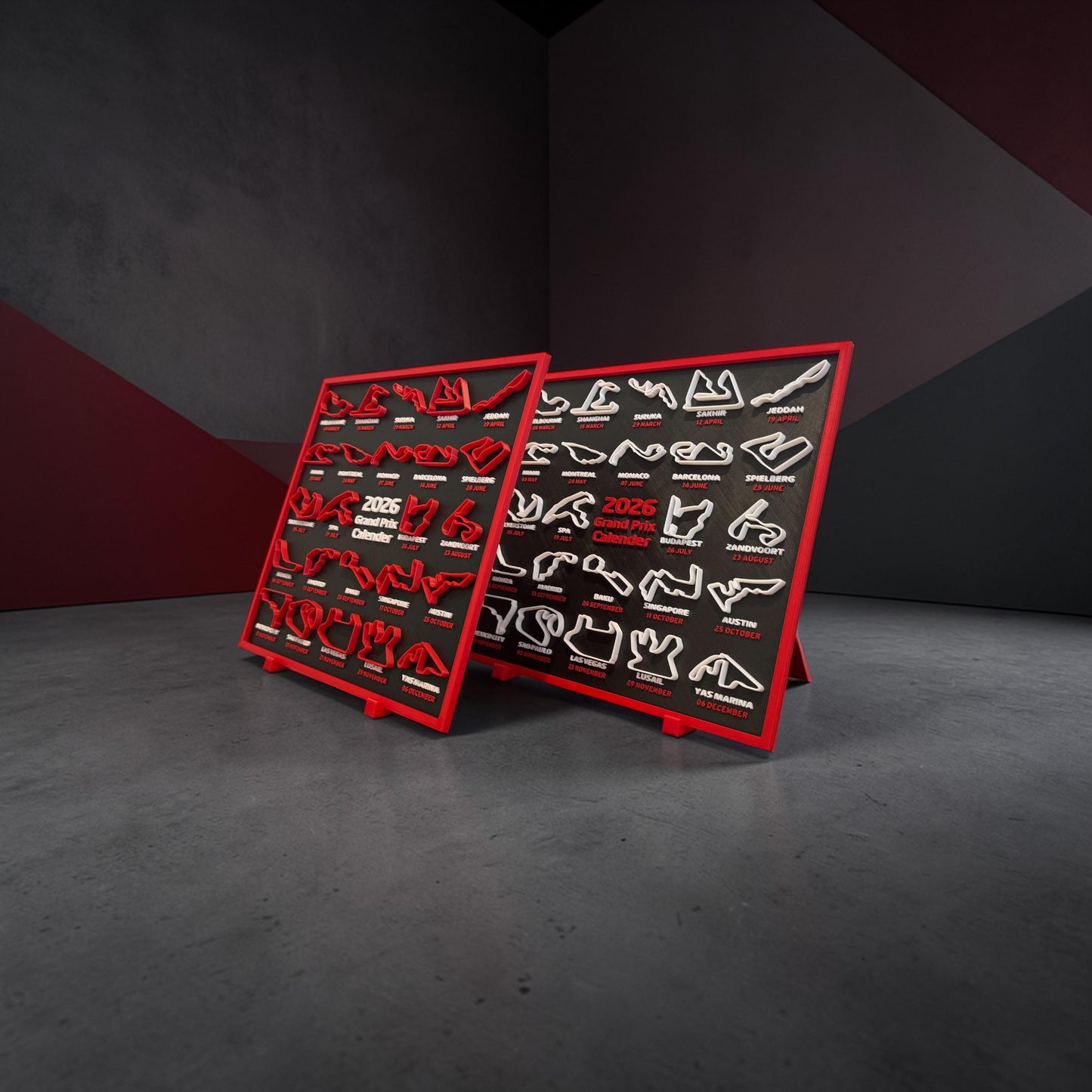 Formule 1 kalender 2026 – 3D-geprinte circuitkalender
